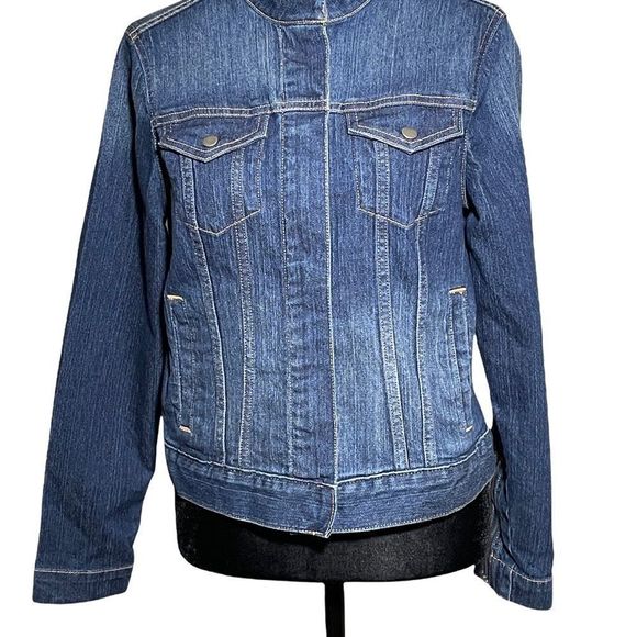 Banana Republic Moto Denim Petite Jacket Size Medium - Picture 3 of 12